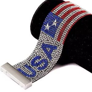 USA bracelet rhinestones patriotic MAGA 2024 American jewelry